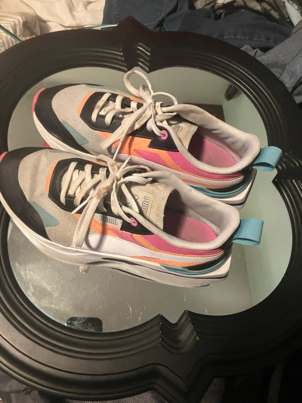 Puma Women's Pink, Teal & Orange Platform Sneakers - Picture 4 of 5